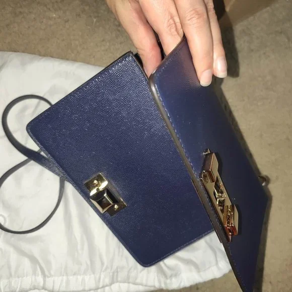 FURLA Mimi Navy Blue Leather Shoulder Bag
